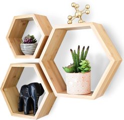 Bamboo Hexagon Floating Shelves