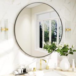 20 Inch Round Black Frame Mirror